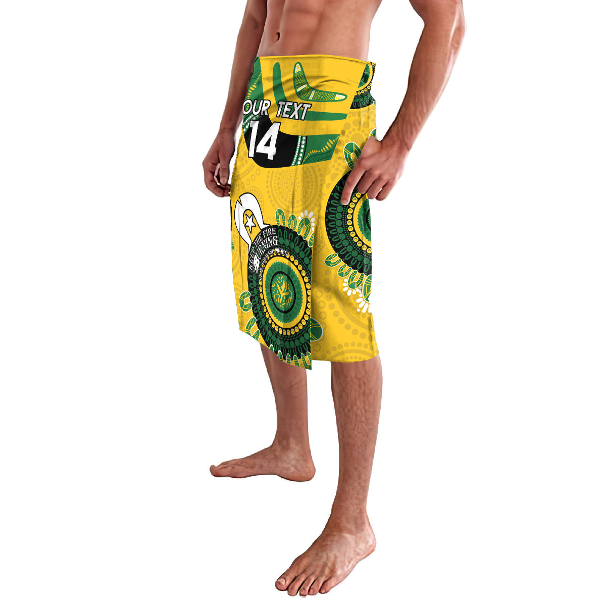 Custom Matildas NAIDOC Week Lavalava Australia Kangaroo Keep The Fire Burning - Yellow