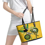 Custom Matildas NAIDOC Week Leather Tote Bag Australia Kangaroo Keep The Fire Burning - Yellow