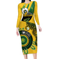 Custom Matildas NAIDOC Week Long Sleeve Bodycon Dress Australia Kangaroo Keep The Fire Burning - Yellow