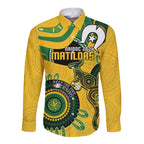 Custom Matildas NAIDOC Week Long Sleeve Button Shirt Australia Kangaroo Keep The Fire Burning - Yellow