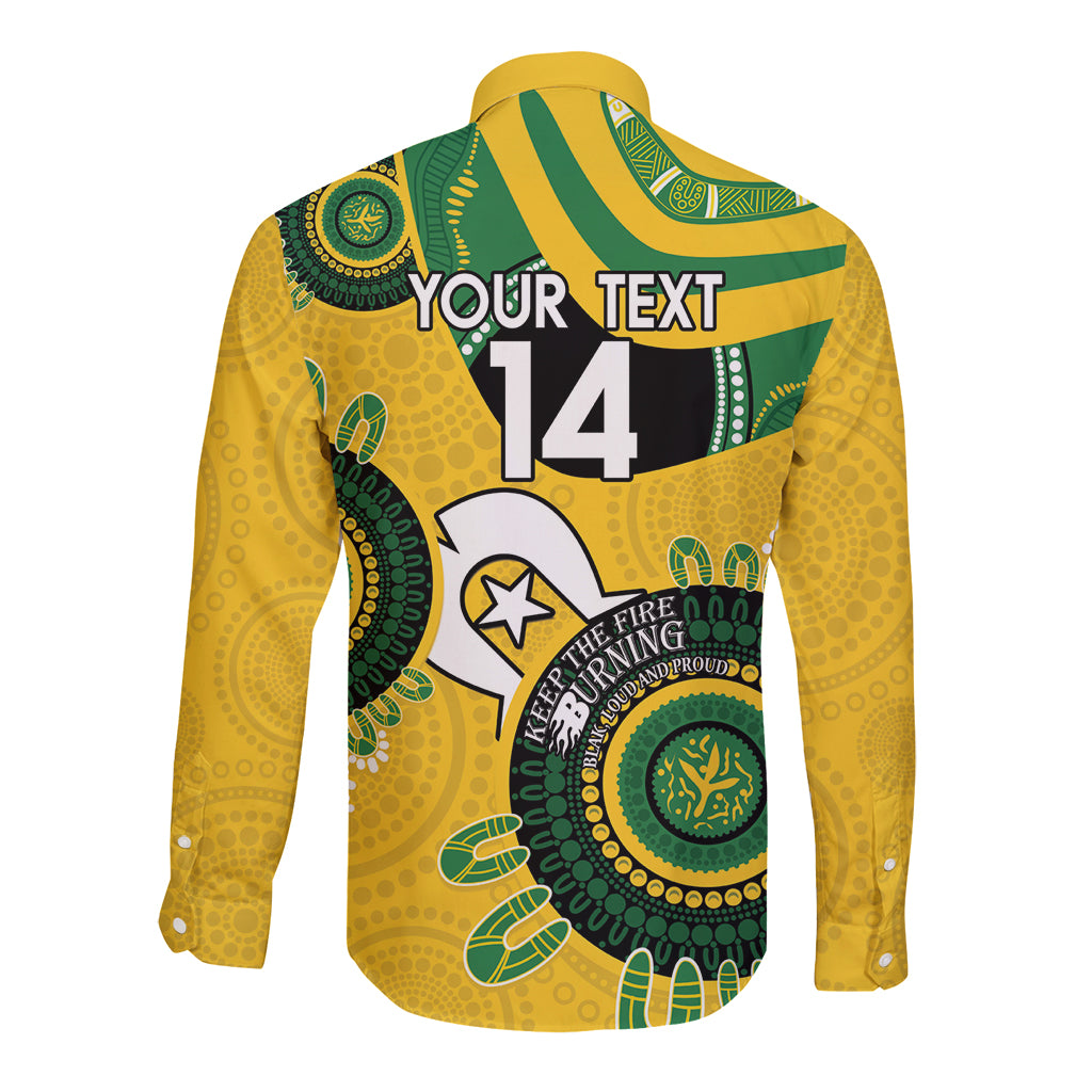 Custom Matildas NAIDOC Week Long Sleeve Button Shirt Australia Kangaroo Keep The Fire Burning - Yellow