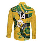 Custom Matildas NAIDOC Week Long Sleeve Button Shirt Australia Kangaroo Keep The Fire Burning - Yellow