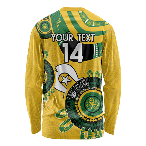 Custom Matildas NAIDOC Week Long Sleeve Shirt Australia Kangaroo Keep The Fire Burning - Yellow