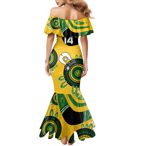 Custom Matildas NAIDOC Week Mermaid Dress Australia Kangaroo Keep The Fire Burning - Yellow