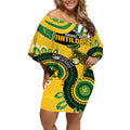 Custom Matildas NAIDOC Week Off Shoulder Short Dress Australia Kangaroo Keep The Fire Burning - Yellow