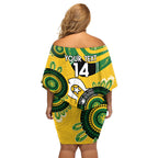 Custom Matildas NAIDOC Week Off Shoulder Short Dress Australia Kangaroo Keep The Fire Burning - Yellow