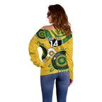 Custom Matildas NAIDOC Week Off Shoulder Sweater Australia Kangaroo Keep The Fire Burning - Yellow