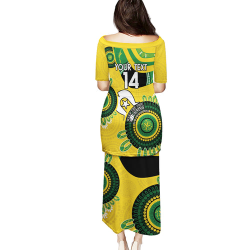 Custom Matildas NAIDOC Week Puletasi Australia Kangaroo Keep The Fire Burning - Yellow
