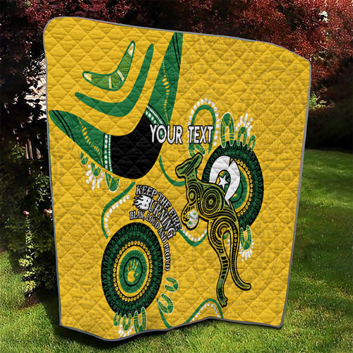 Custom Matildas NAIDOC Week Quilt Australia Kangaroo Keep The Fire Burning - Yellow
