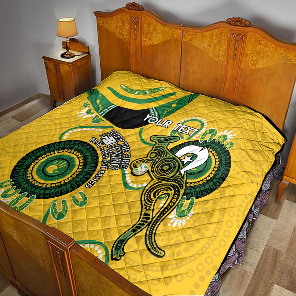Custom Matildas NAIDOC Week Quilt Australia Kangaroo Keep The Fire Burning - Yellow
