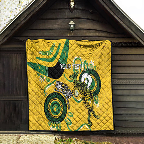 Custom Matildas NAIDOC Week Quilt Australia Kangaroo Keep The Fire Burning - Yellow
