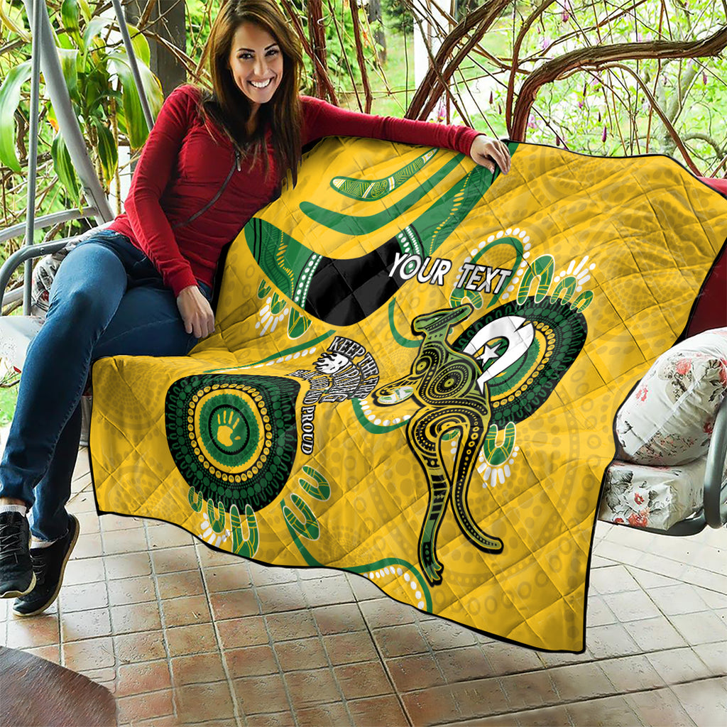 Custom Matildas NAIDOC Week Quilt Australia Kangaroo Keep The Fire Burning - Yellow