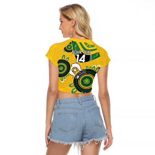 Custom Matildas NAIDOC Week Raglan Cropped T Shirt Australia Kangaroo Keep The Fire Burning - Yellow