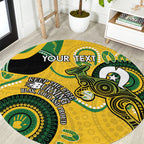 Custom Matildas NAIDOC Week Round Carpet Australia Kangaroo Keep The Fire Burning - Yellow
