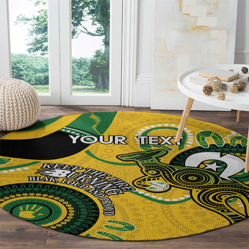Custom Matildas NAIDOC Week Round Carpet Australia Kangaroo Keep The Fire Burning - Yellow