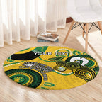 Custom Matildas NAIDOC Week Round Carpet Australia Kangaroo Keep The Fire Burning - Yellow