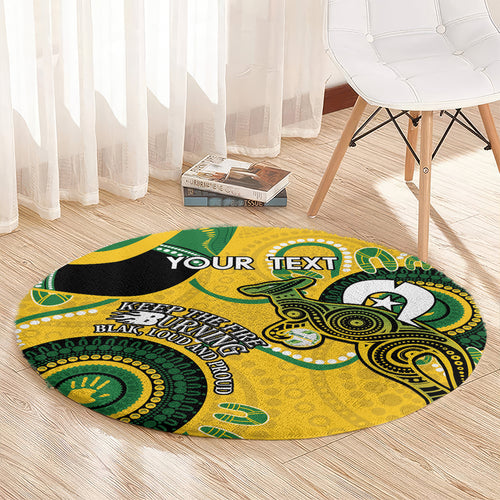 Custom Matildas NAIDOC Week Round Carpet Australia Kangaroo Keep The Fire Burning - Yellow