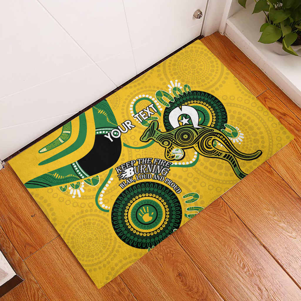 Custom Matildas NAIDOC Week Rubber Doormat Australia Kangaroo Keep The Fire Burning - Yellow