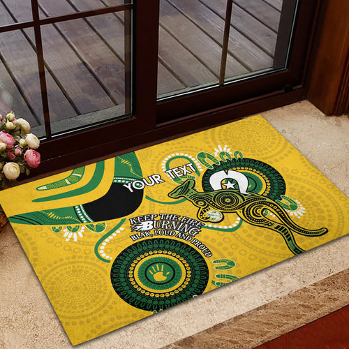 Custom Matildas NAIDOC Week Rubber Doormat Australia Kangaroo Keep The Fire Burning - Yellow