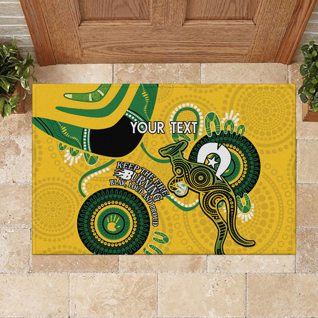 Custom Matildas NAIDOC Week Rubber Doormat Australia Kangaroo Keep The Fire Burning - Yellow