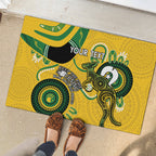Custom Matildas NAIDOC Week Rubber Doormat Australia Kangaroo Keep The Fire Burning - Yellow