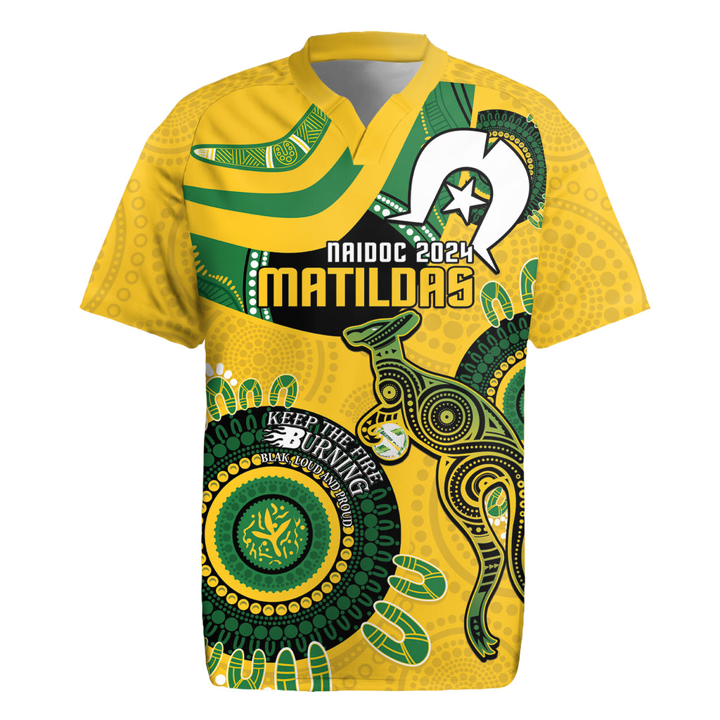 Custom Matildas NAIDOC Week Rugby Jersey Australia Kangaroo Keep The Fire Burning - Yellow