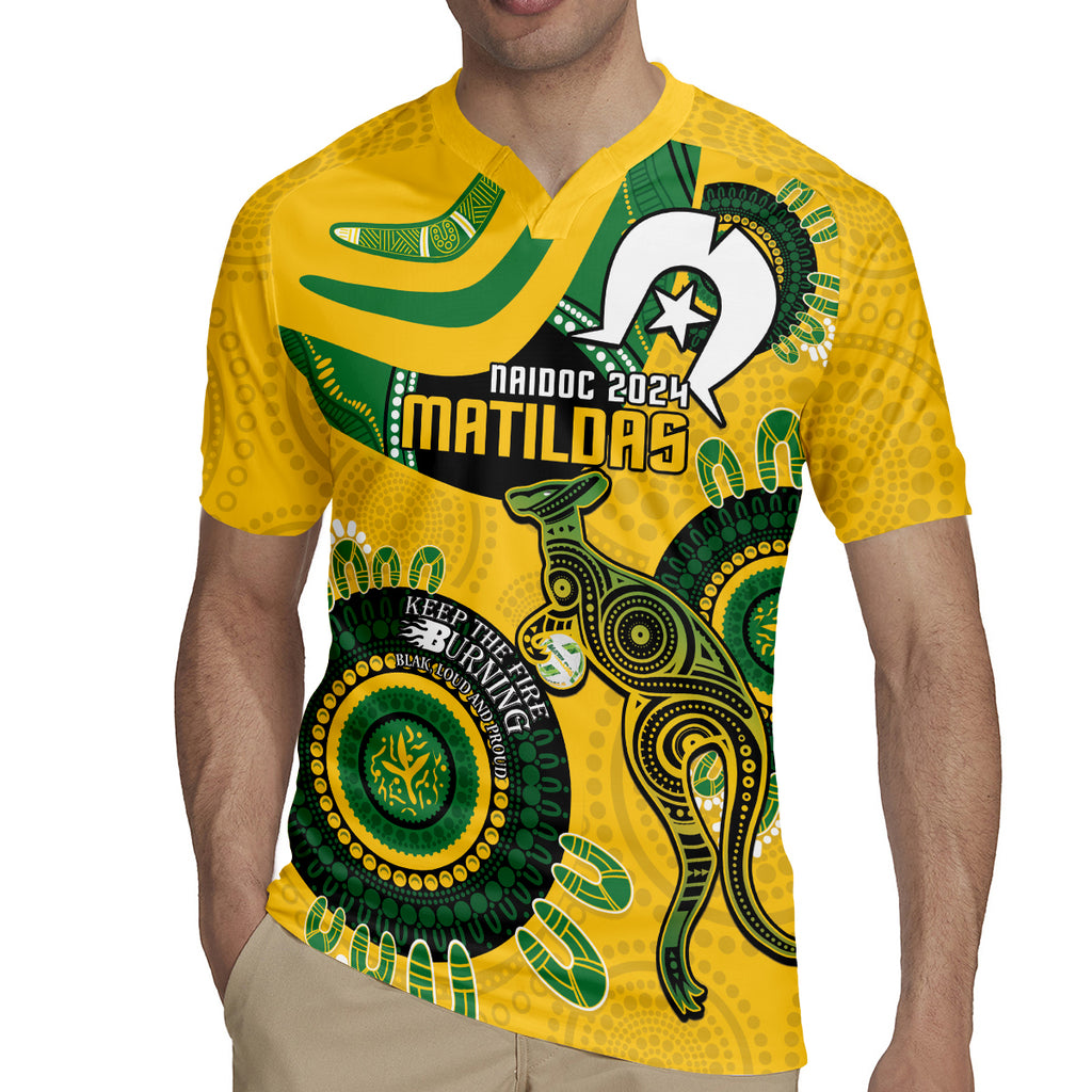 Custom Matildas NAIDOC Week Rugby Jersey Australia Kangaroo Keep The Fire Burning - Yellow