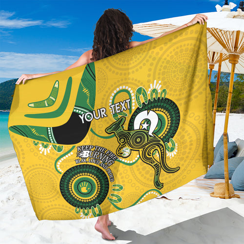 Custom Matildas NAIDOC Week Sarong Australia Kangaroo Keep The Fire Burning - Yellow
