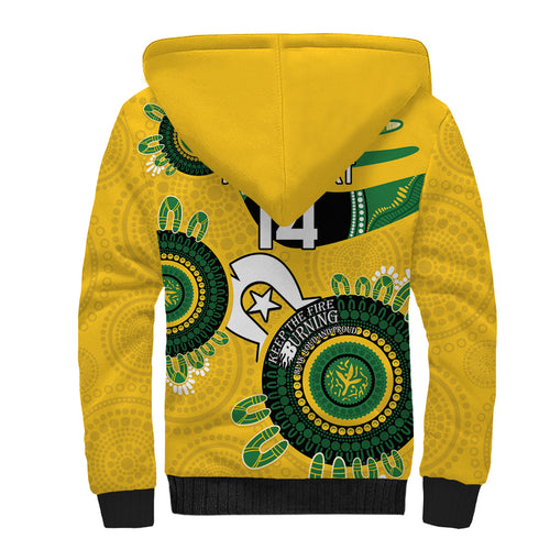 Custom Matildas NAIDOC Week Sherpa Hoodie Australia Kangaroo Keep The Fire Burning - Yellow
