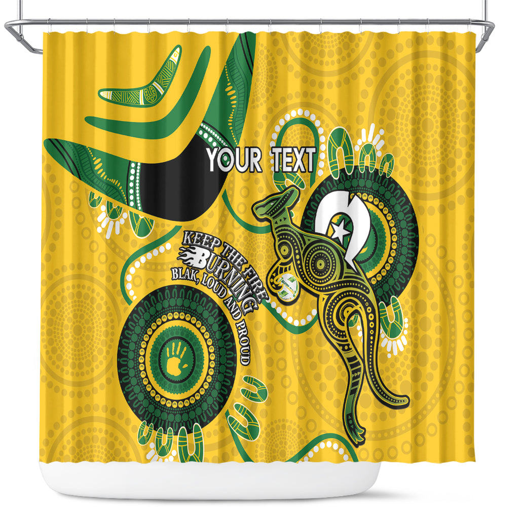 Custom Matildas NAIDOC Week Shower Curtain Australia Kangaroo Keep The Fire Burning - Yellow