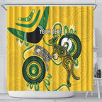 Custom Matildas NAIDOC Week Shower Curtain Australia Kangaroo Keep The Fire Burning - Yellow