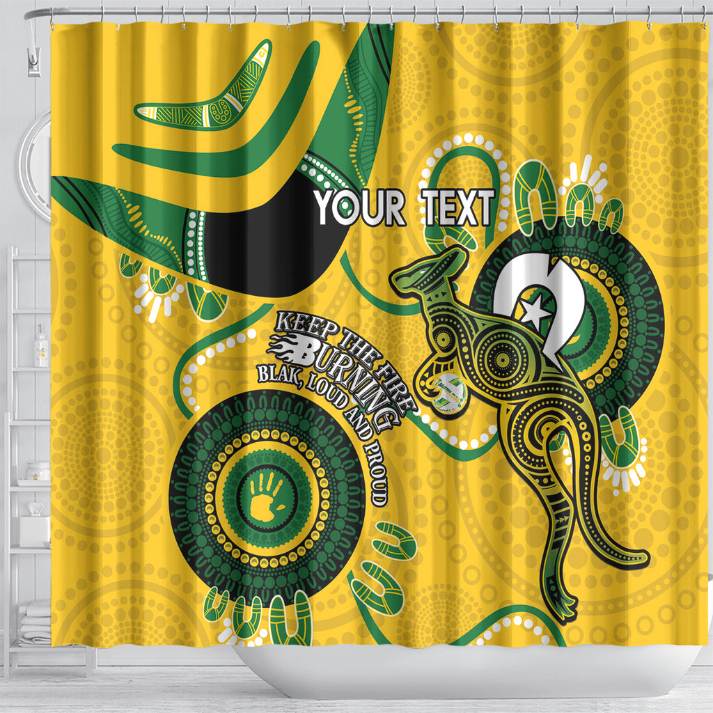 Custom Matildas NAIDOC Week Shower Curtain Australia Kangaroo Keep The Fire Burning - Yellow
