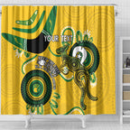 Custom Matildas NAIDOC Week Shower Curtain Australia Kangaroo Keep The Fire Burning - Yellow