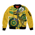 Custom Matildas NAIDOC Week Sleeve Zip Bomber Jacket Australia Kangaroo Keep The Fire Burning - Yellow