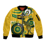 Custom Matildas NAIDOC Week Sleeve Zip Bomber Jacket Australia Kangaroo Keep The Fire Burning - Yellow