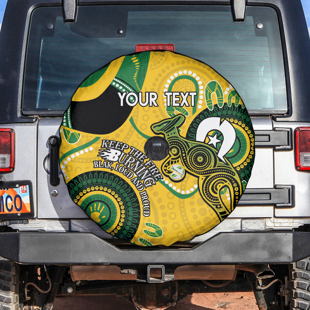 Custom Matildas NAIDOC Week Spare Tire Cover Australia Kangaroo Keep The Fire Burning - Yellow
