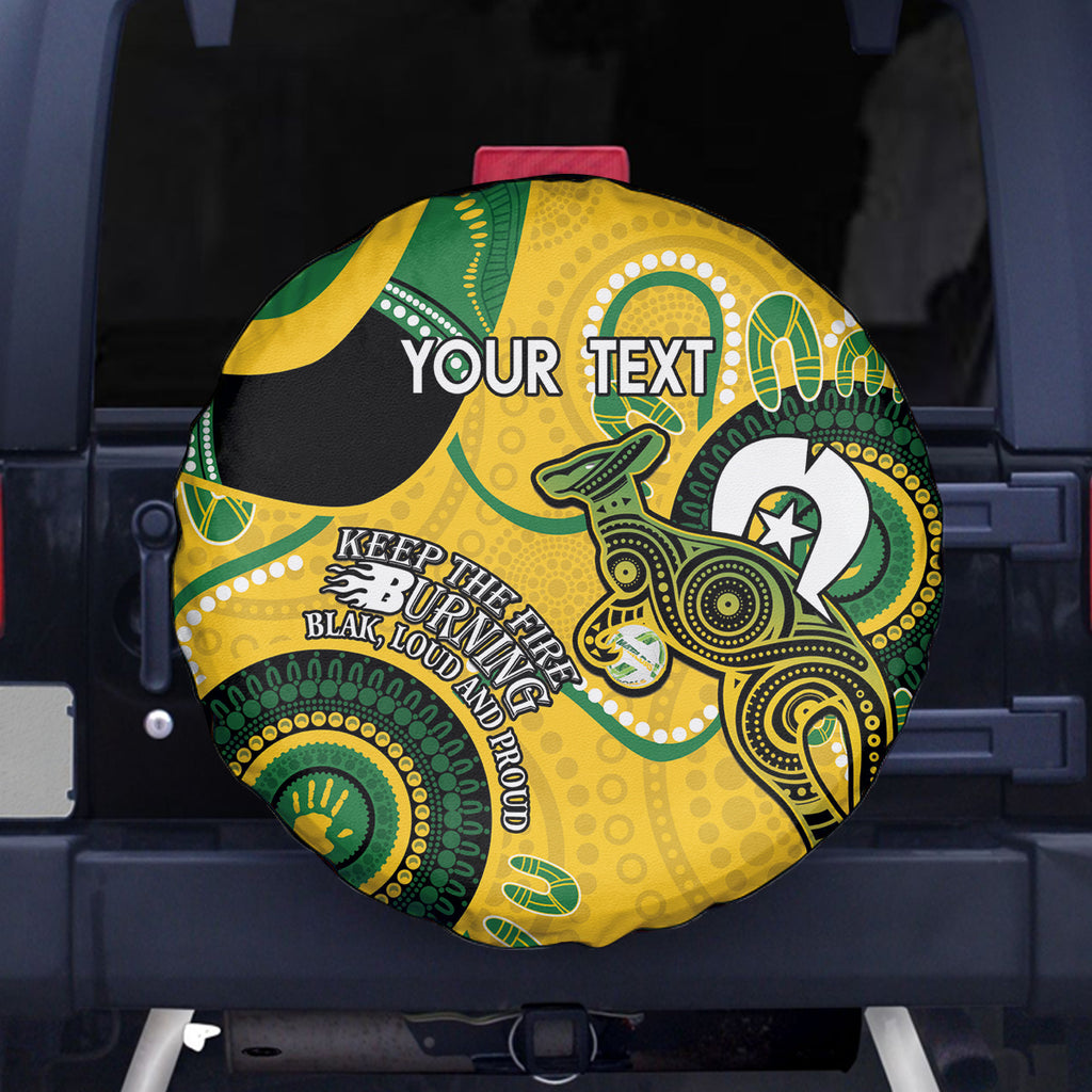 Custom Matildas NAIDOC Week Spare Tire Cover Australia Kangaroo Keep The Fire Burning - Yellow