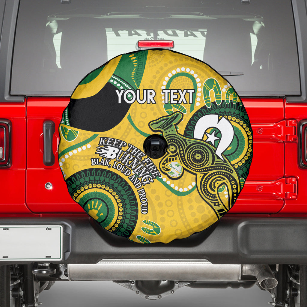 Custom Matildas NAIDOC Week Spare Tire Cover Australia Kangaroo Keep The Fire Burning - Yellow