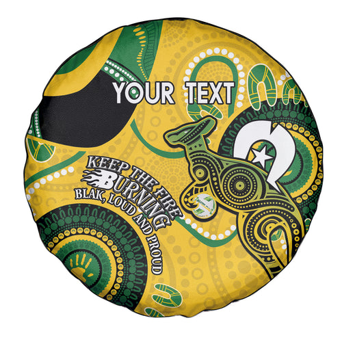 Custom Matildas NAIDOC Week Spare Tire Cover Australia Kangaroo Keep The Fire Burning - Yellow