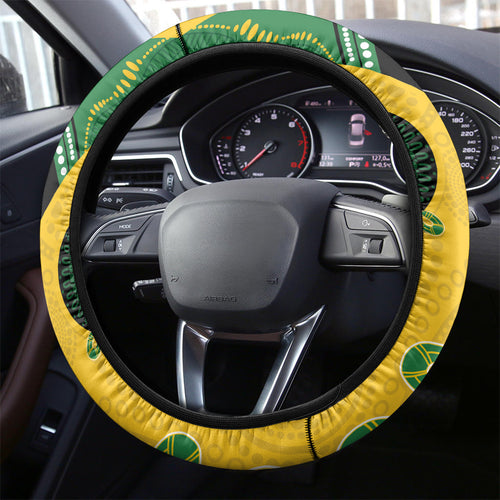 Matildas NAIDOC Week Steering Wheel Cover Australia Kangaroo Keep The Fire Burning - Yellow
