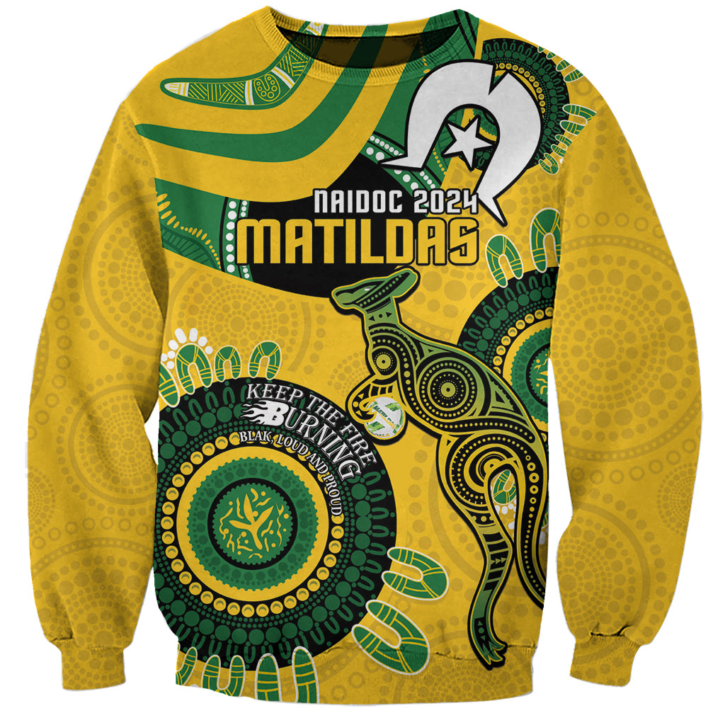 Custom Matildas NAIDOC Week Sweatshirt Australia Kangaroo Keep The Fire Burning - Yellow