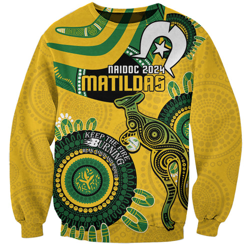 Custom Matildas NAIDOC Week Sweatshirt Australia Kangaroo Keep The Fire Burning - Yellow