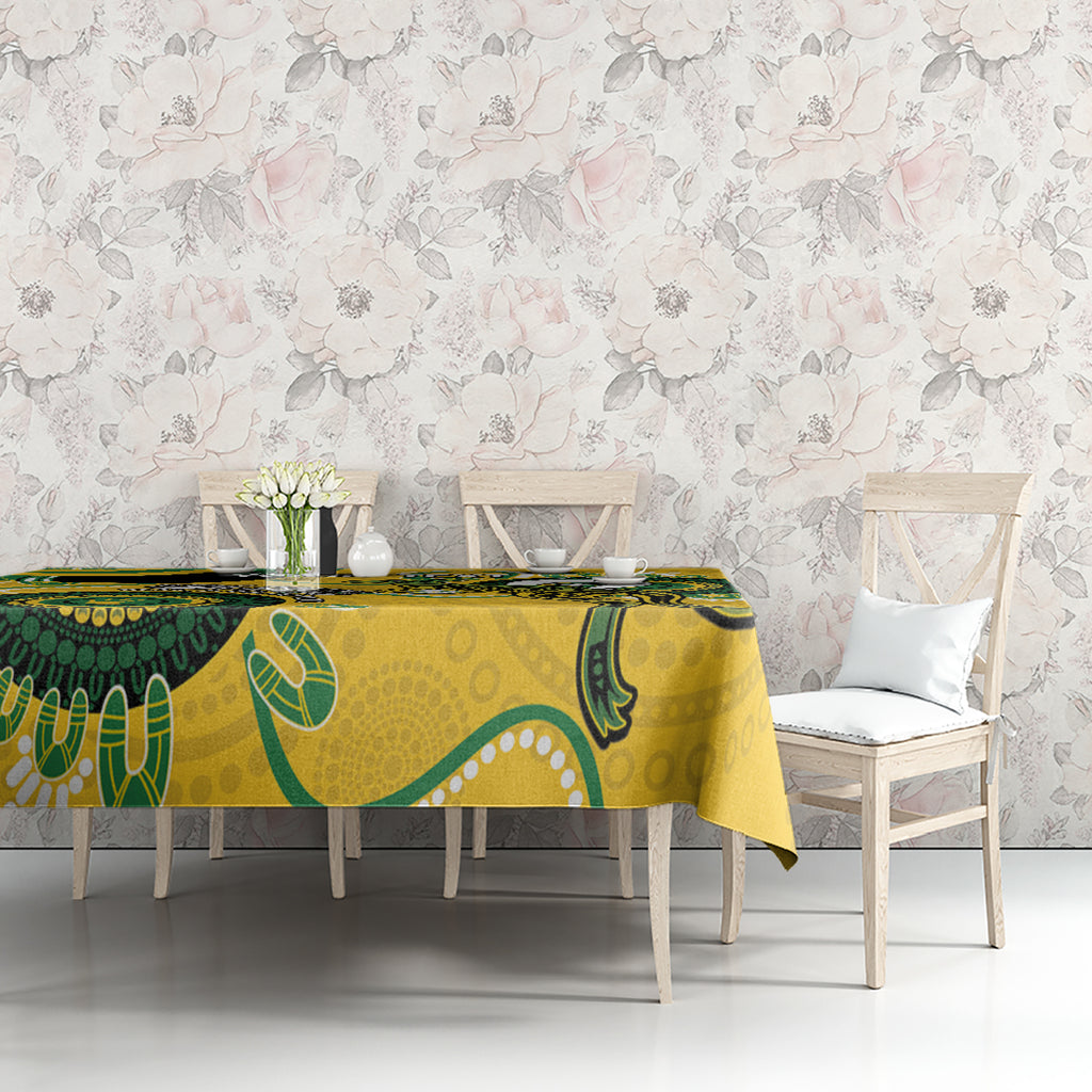 Custom Matildas NAIDOC Week Tablecloth Australia Kangaroo Keep The Fire Burning - Yellow