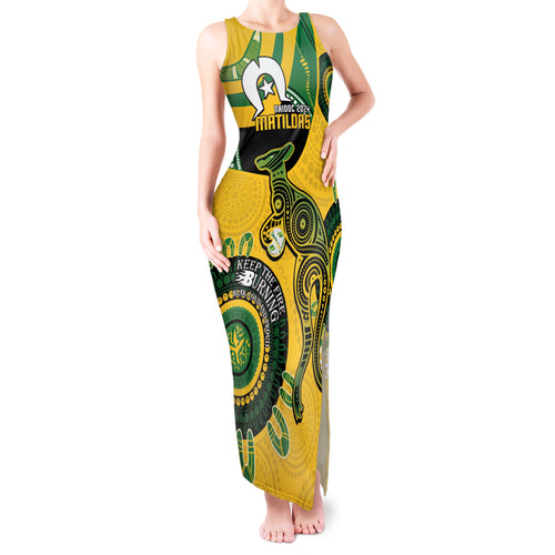 Custom Matildas NAIDOC Week Tank Maxi Dress Australia Kangaroo Keep The Fire Burning - Yellow