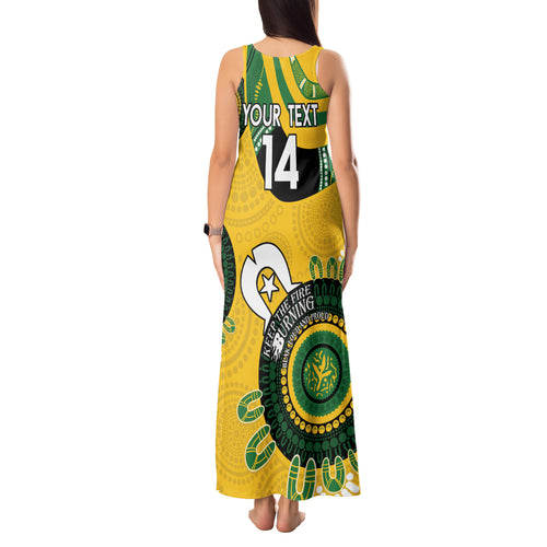 Custom Matildas NAIDOC Week Tank Maxi Dress Australia Kangaroo Keep The Fire Burning - Yellow