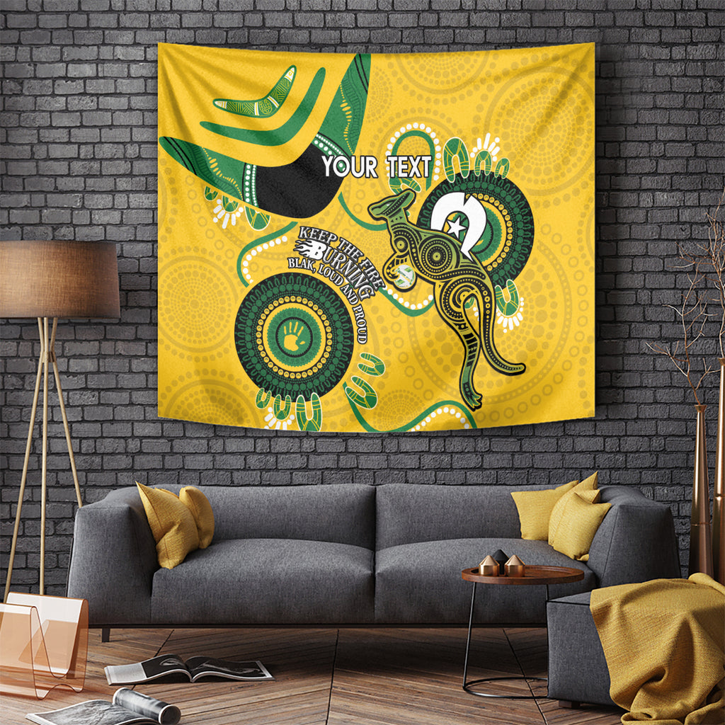 Custom Matildas NAIDOC Week Tapestry Australia Kangaroo Keep The Fire Burning - Yellow