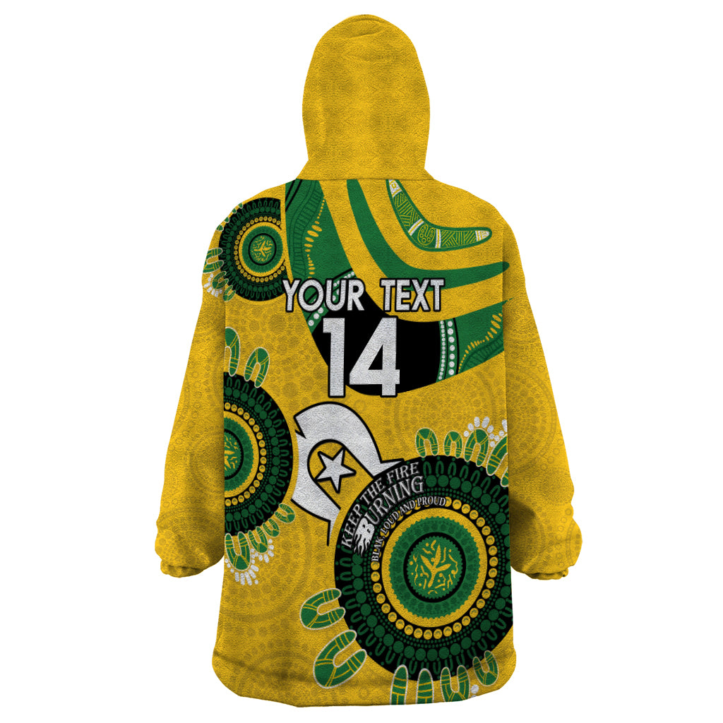 Custom Matildas NAIDOC Week Wearable Blanket Hoodie Australia Kangaroo Keep The Fire Burning - Yellow