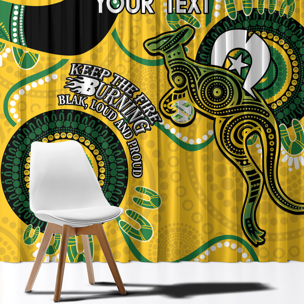 Custom Matildas NAIDOC Week Window Curtain Australia Kangaroo Keep The Fire Burning - Yellow