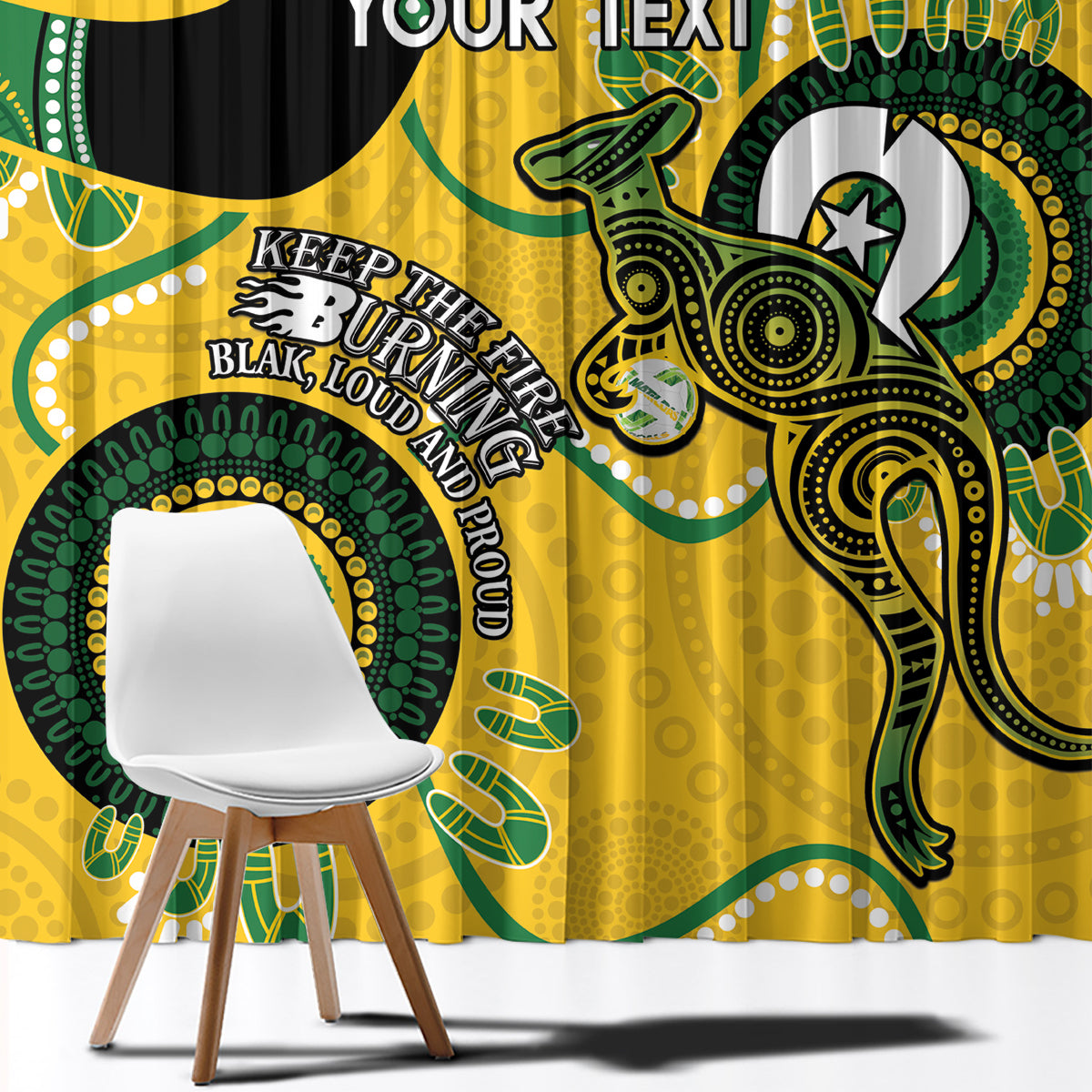 Custom Matildas NAIDOC Week Window Curtain Australia Kangaroo Keep The Fire Burning - Yellow