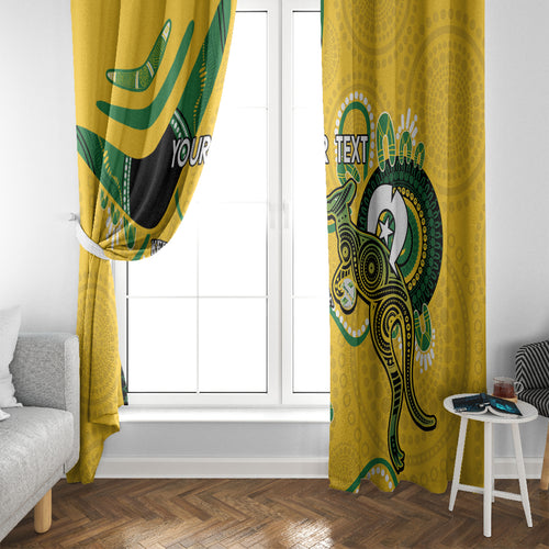 Custom Matildas NAIDOC Week Window Curtain Australia Kangaroo Keep The Fire Burning - Yellow